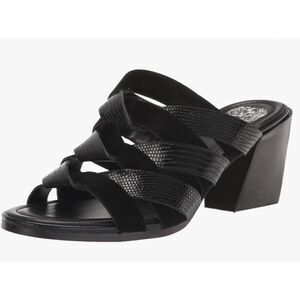 Vince Camuto Sandals Womens Size 8.5 Black Leather Braided‎ Open Toe Heels